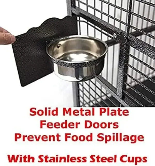 DecorBites™ Large Wrought Iron Parrot Cage with Rolling Base