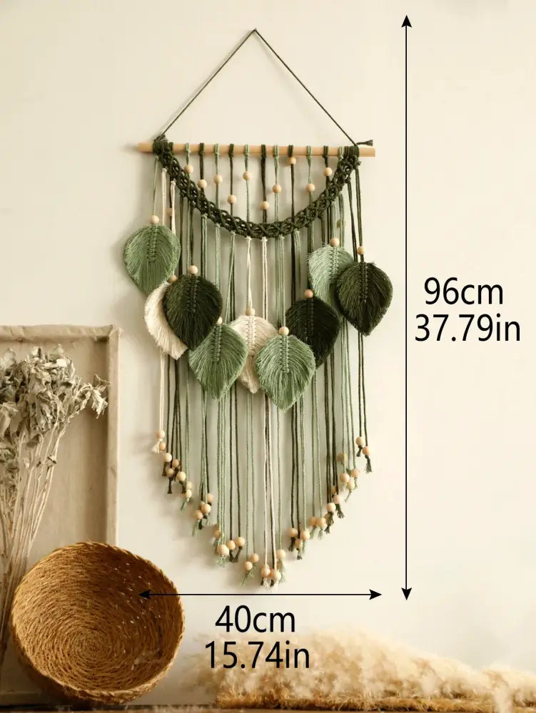 DecorBites™ Leaf Macrame Tapestry Brown Green Wall Tapestry Boho Home Decoration Macrame Wall Hanging Home Living Room Decors Aesthetic Gift
