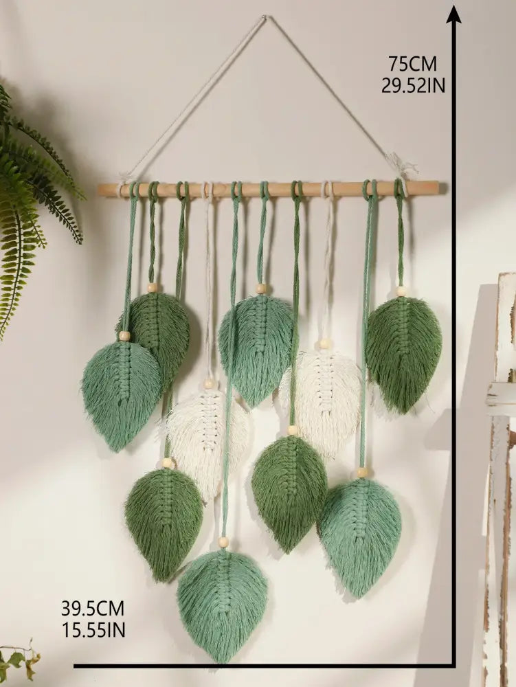 DecorBites™ Leaf Macrame Tapestry Brown Green Wall Tapestry Boho Home Decoration Macrame Wall Hanging Home Living Room Decors Aesthetic Gift
