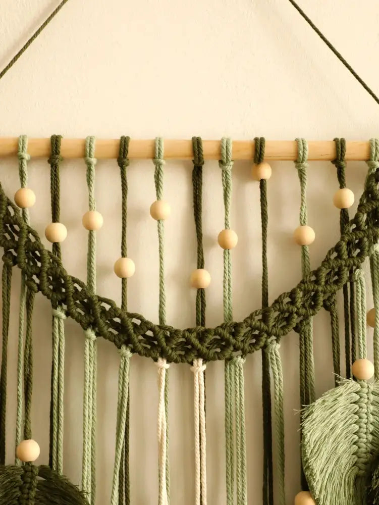 DecorBites™ Leaf Macrame Tapestry Brown Green Wall Tapestry Boho Home Decoration Macrame Wall Hanging Home Living Room Decors Aesthetic Gift
