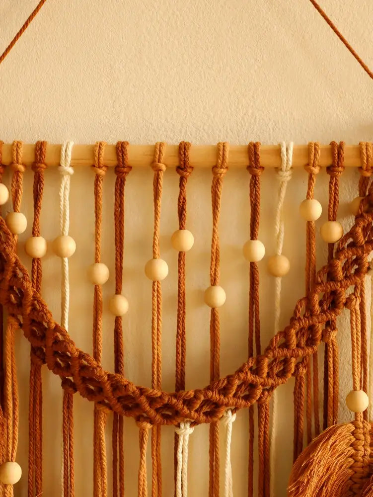 DecorBites™ Leaf Macrame Tapestry Brown Green Wall Tapestry Boho Home Decoration Macrame Wall Hanging Home Living Room Decors Aesthetic Gift