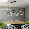 Modern black metal DecorBites™ island chandelier with branching arms and clear glass globe bulbs for bedroom 110v-120v 220v-240v