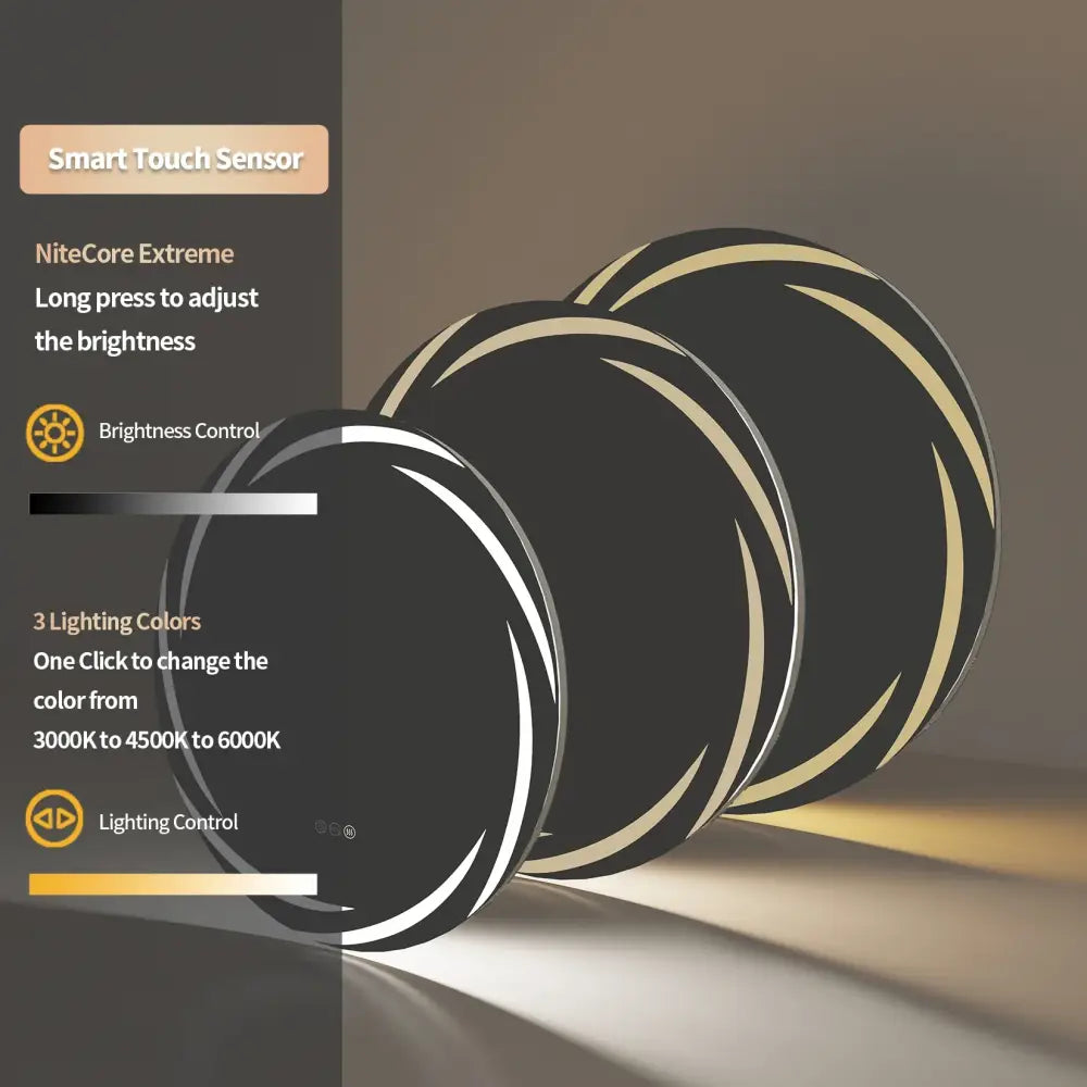 DecorBites™ LED Backlit Round Bathroom Vanity Mirror