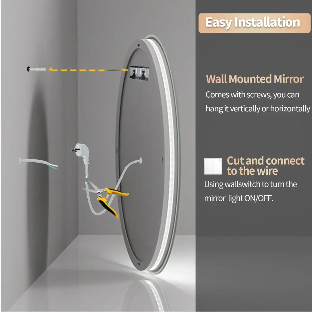 DecorBites™ LED Backlit Round Bathroom Vanity Mirror