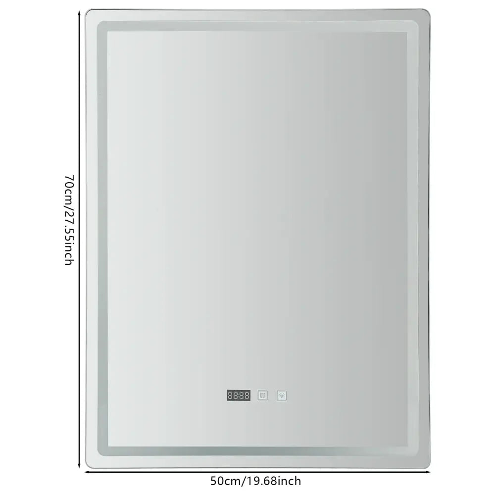 DecorBites™ LED Bathroom Mirror: Adjustable Brightness, Anti-Fog, Time Display