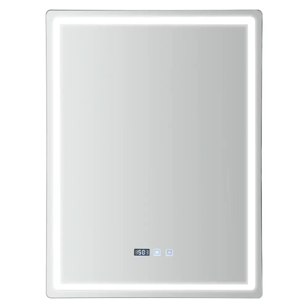 DecorBites™ LED Bathroom Mirror: Adjustable Brightness, Anti-Fog, Time Display
