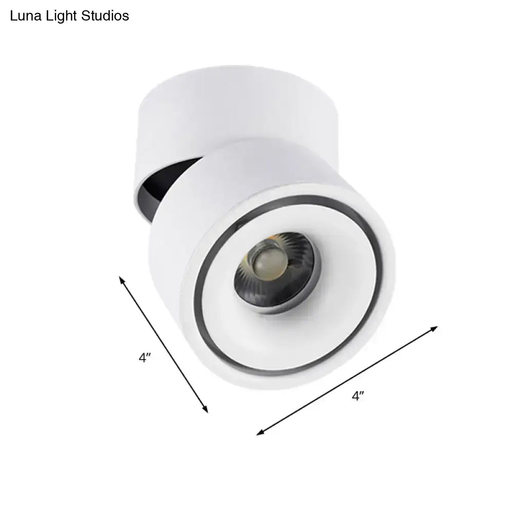 DecorBites™ LED Bedroom Flush Mount Light in Round Metallic Shade – Black/White Ceiling Fixture with Warm/White Lighting