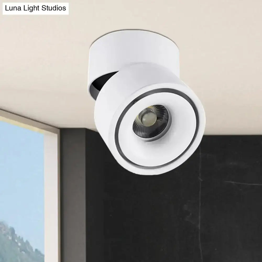 DecorBites™ LED Bedroom Flush Mount Light in Round Metallic Shade – Black/White Ceiling Fixture with Warm/White Lighting