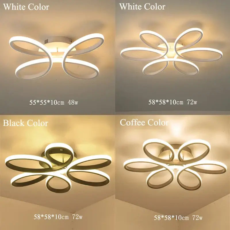 DecorBites™ LED Ceiling Lights for Home Decor, White/Black Body, Living Room Bedroom Fixture