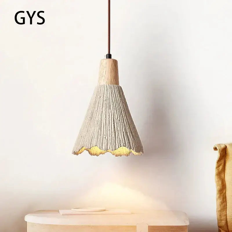 مصباح معلق أسمنتي LED من ديكور بايتس™، طراز وابي سابي كريمي، E27