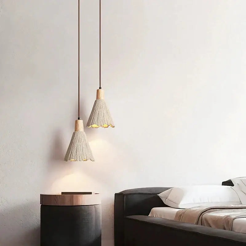 مصباح معلق أسمنتي LED من ديكور بايتس™، طراز وابي سابي كريمي، E27