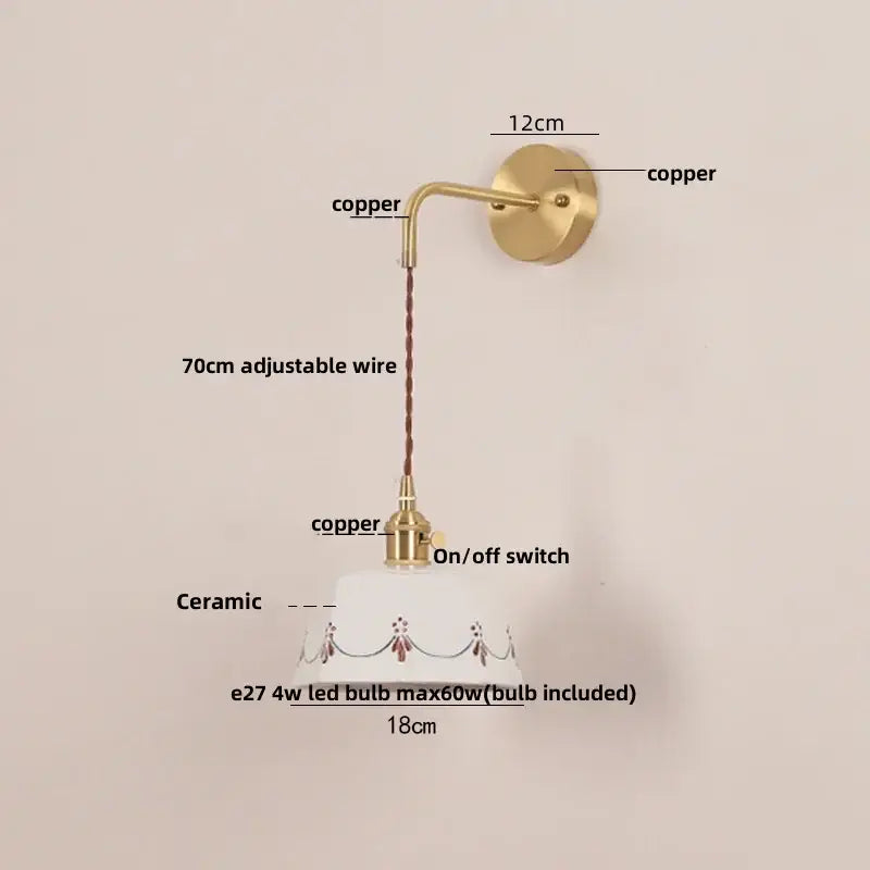 DecorBites™ LED Ceramic Wall Lamp - Pull Chain Switch, Rotating Up Down Light