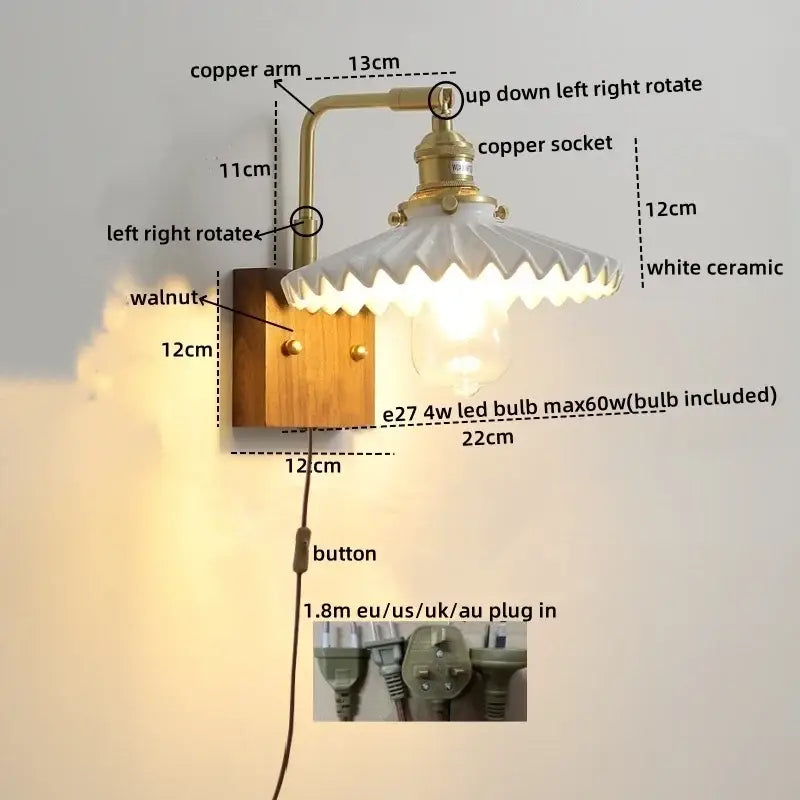 وحدة إضاءة جدارية خزفية LED DecorBites™ مزودة بمفتاح سحب بسلسلة