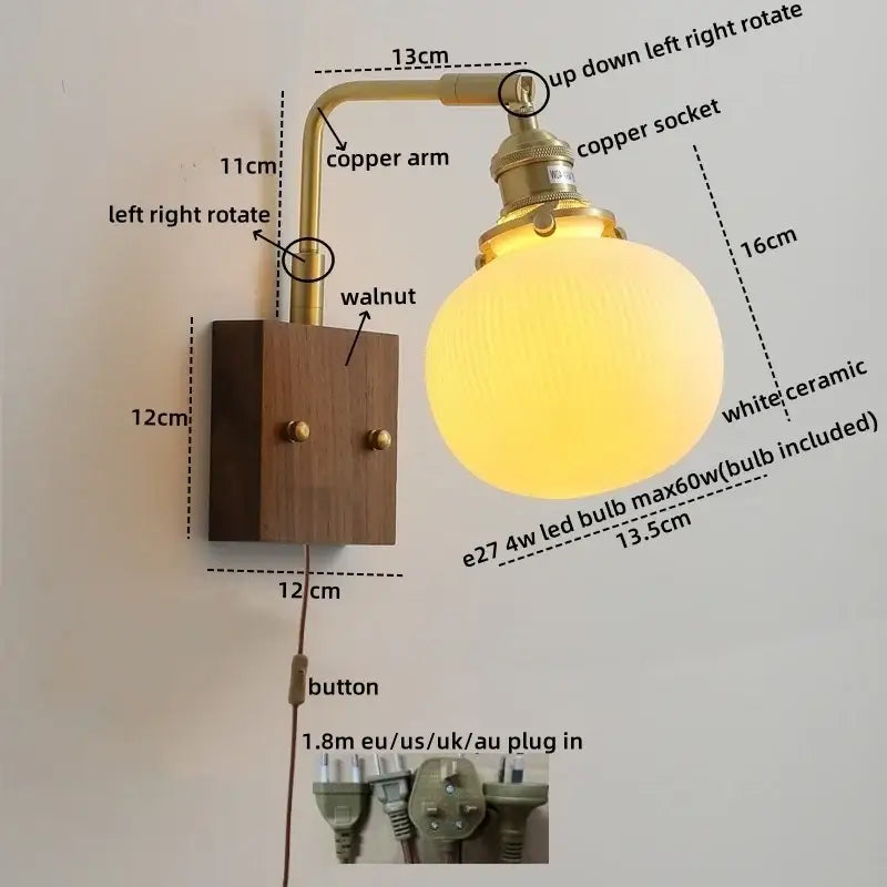 وحدة إضاءة جدارية خزفية LED DecorBites™ مزودة بمفتاح سحب بسلسلة