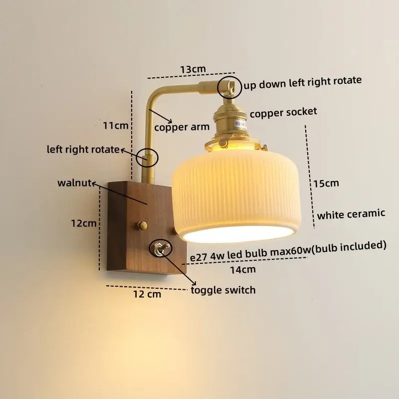وحدة إضاءة جدارية خزفية LED DecorBites™ مزودة بمفتاح سحب بسلسلة
