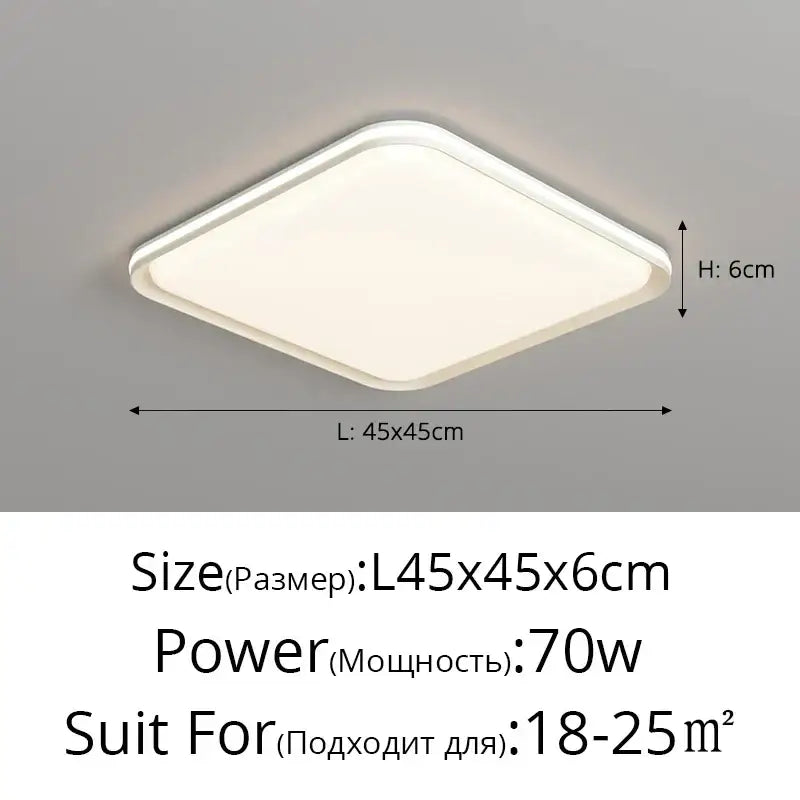 Modern white rectangular led chandelier for living room soft light