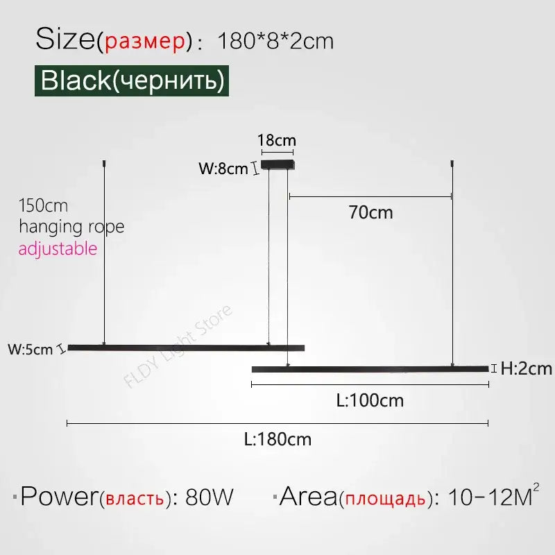 Minimalist black linear decorbites led chandelier dining room light