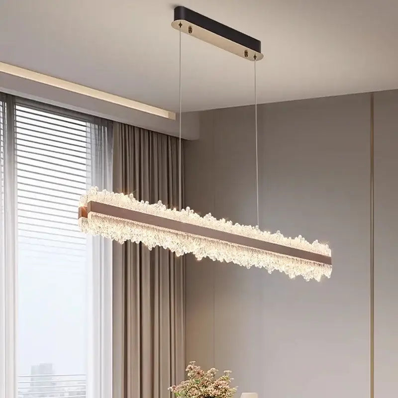 Modern rectangular copper decorbites led chandelier living room light