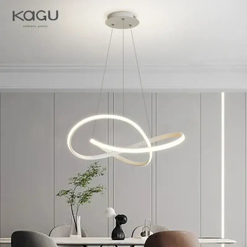 Modern black & white infinity led chandelier light dining room pendant