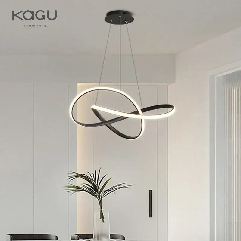 Modern black & white infinity led chandelier light dining room pendant