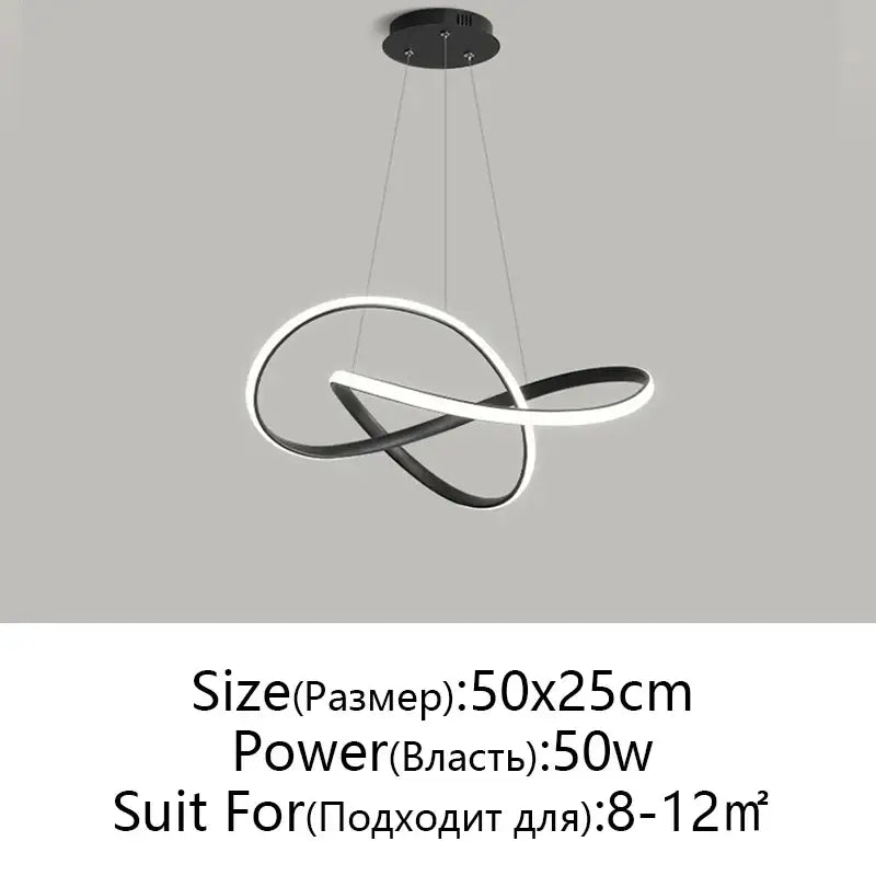 Modern black & white infinity led chandelier light dining room pendant