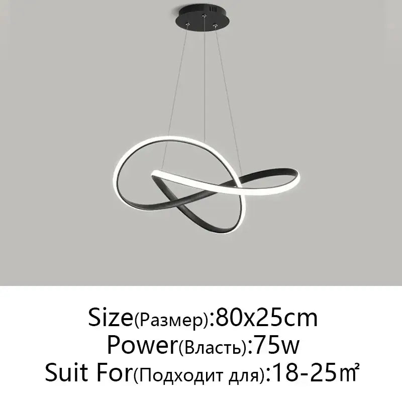 Modern black & white infinity led chandelier light dining room pendant