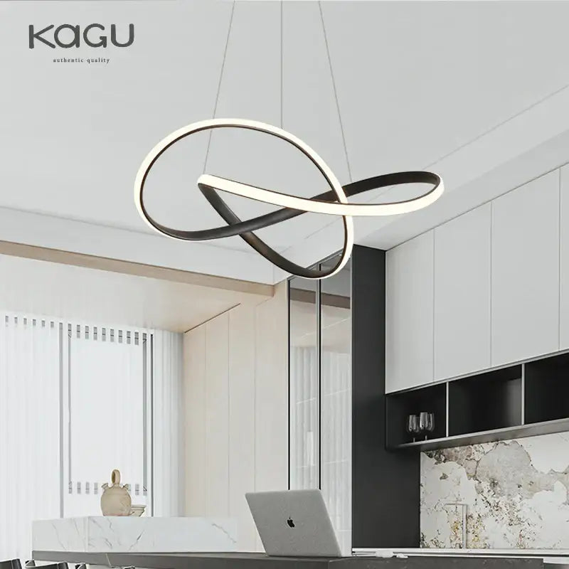 Modern black & white infinity led chandelier light dining room pendant