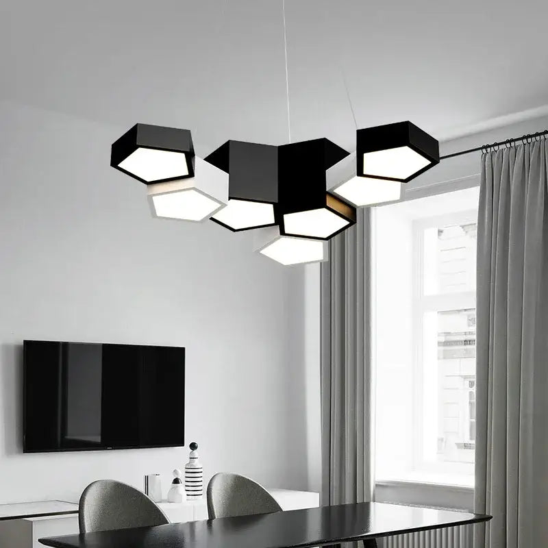 Modern white geometric decorbites led chandelier for living room