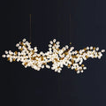 Gold blossom frosted glass led chandelier lighting dining room