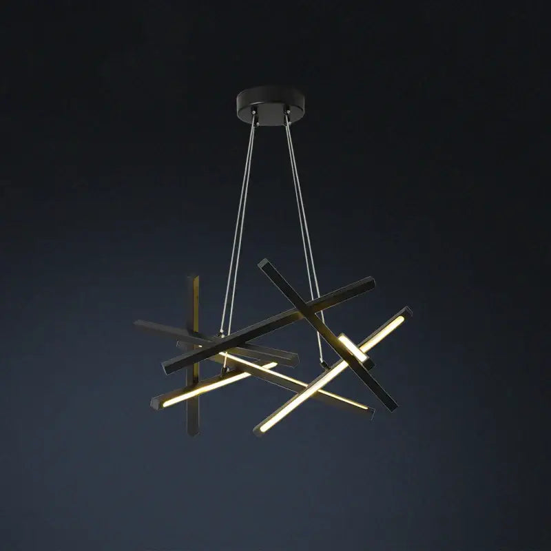 Modern gold intersecting rectangular decorbites led chandelier living room