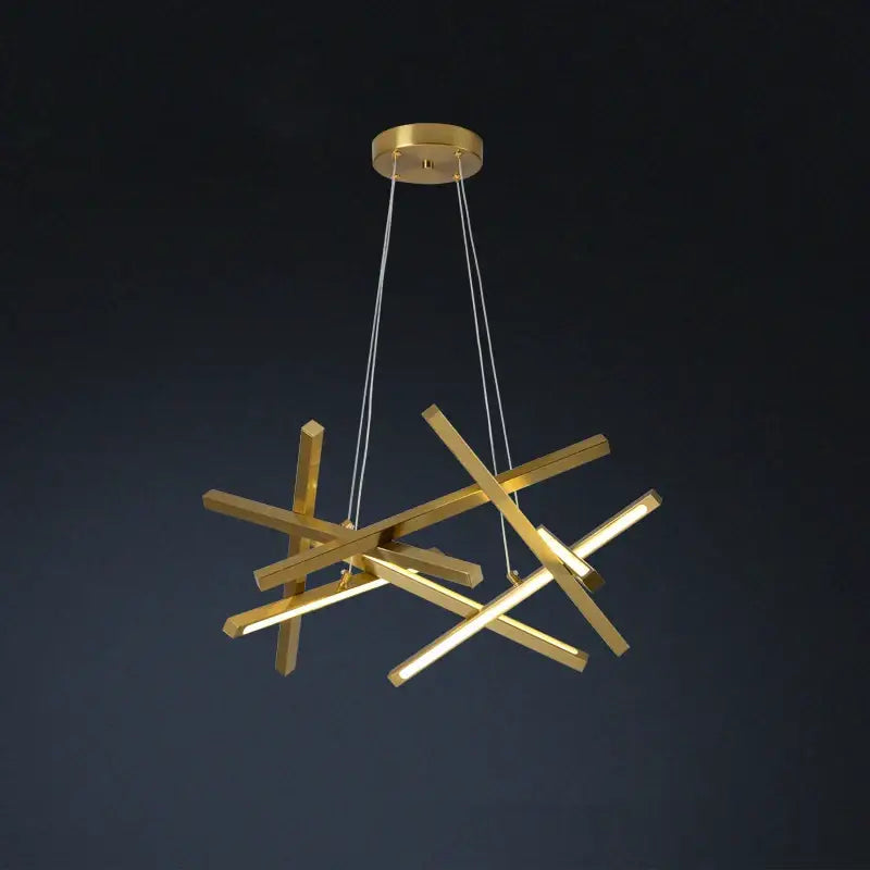 Modern gold intersecting rectangular decorbites led chandelier living room