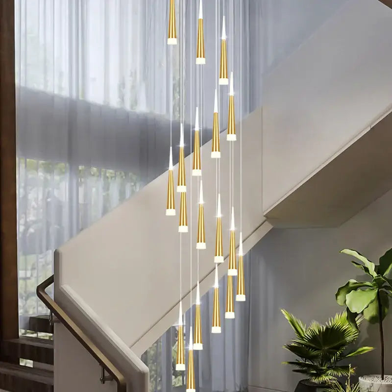 Modern tapered gold decorbites led chandelier staircase pendant light