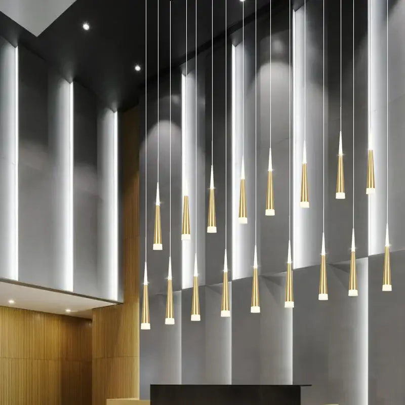 Modern tapered gold decorbites led chandelier staircase pendant light