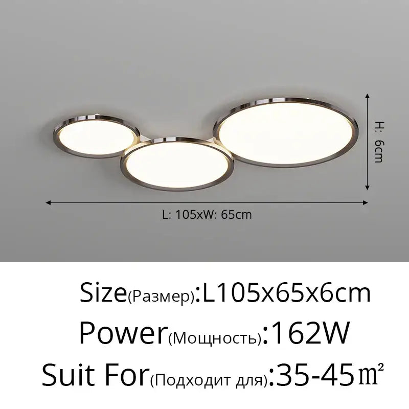 Modern chrome three circle led chandelier living room light