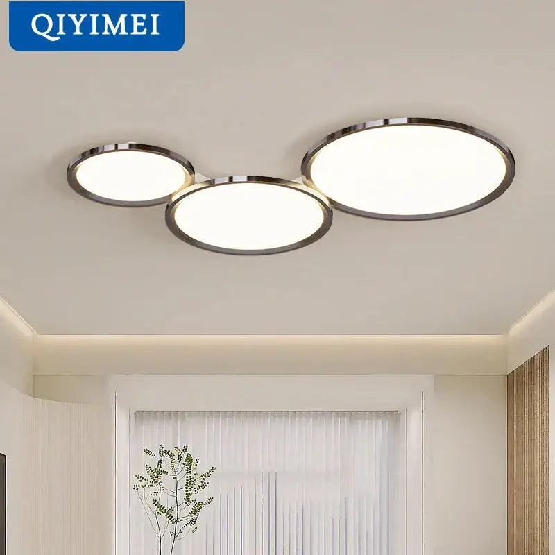 Modern chrome three circle led chandelier living room light