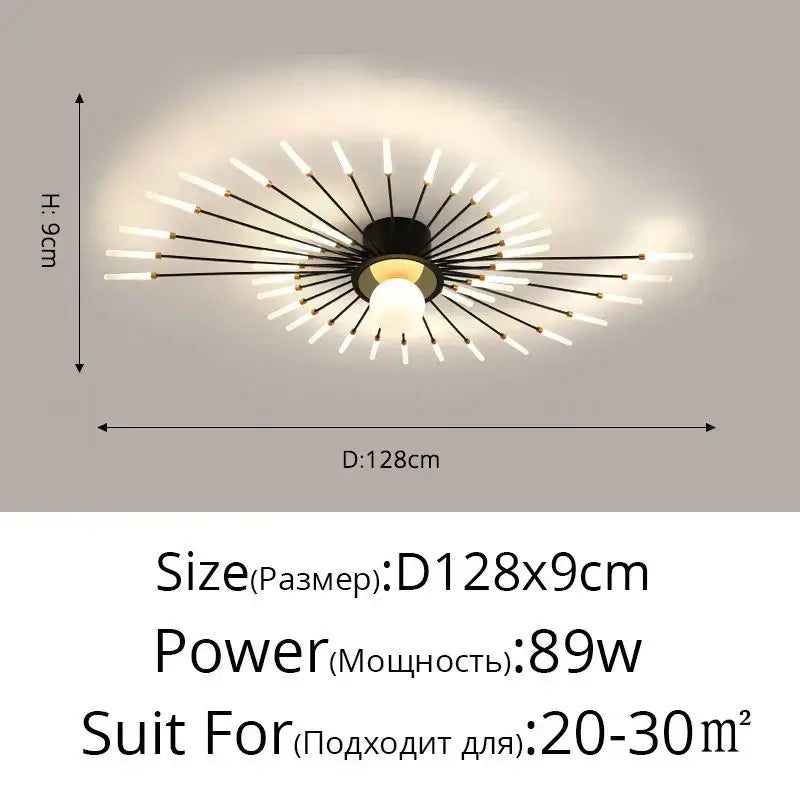 Modern gold starburst led chandelier lights for living room