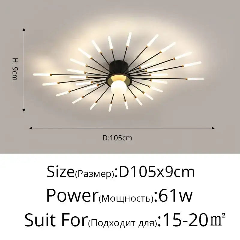 Modern gold starburst led chandelier lights for living room