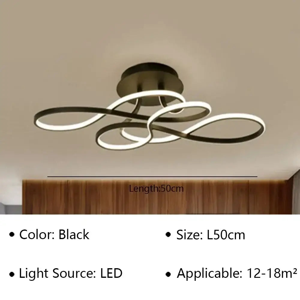 Modern black & white infinity loop led ceiling lamp for living room