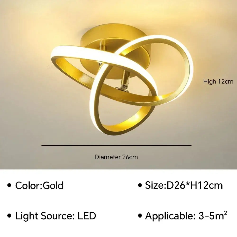 Modern black & white infinity loop led ceiling lamp for living room