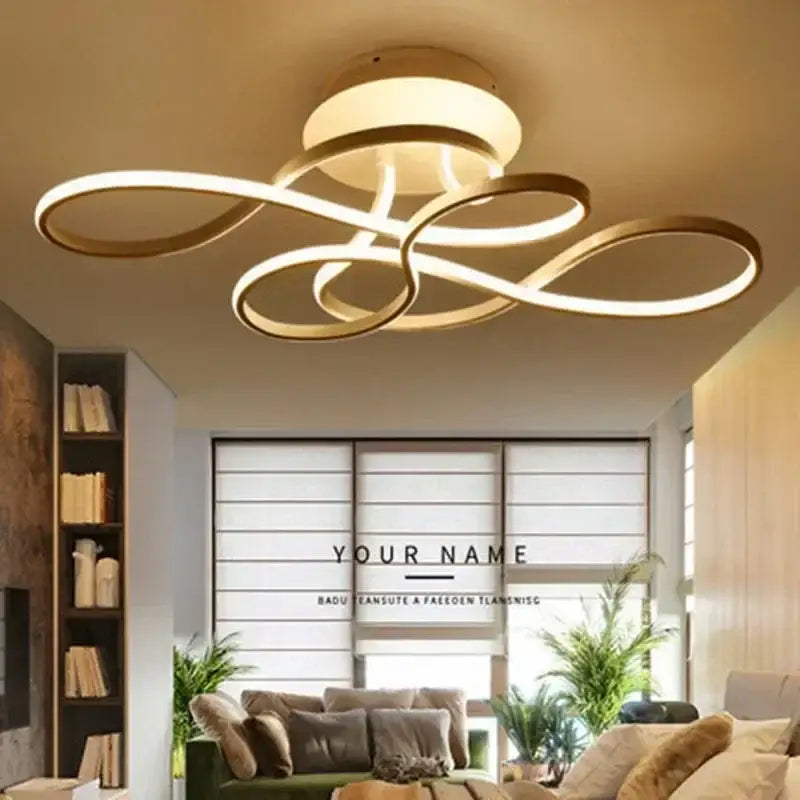 Modern black & white infinity loop led ceiling lamp for living room