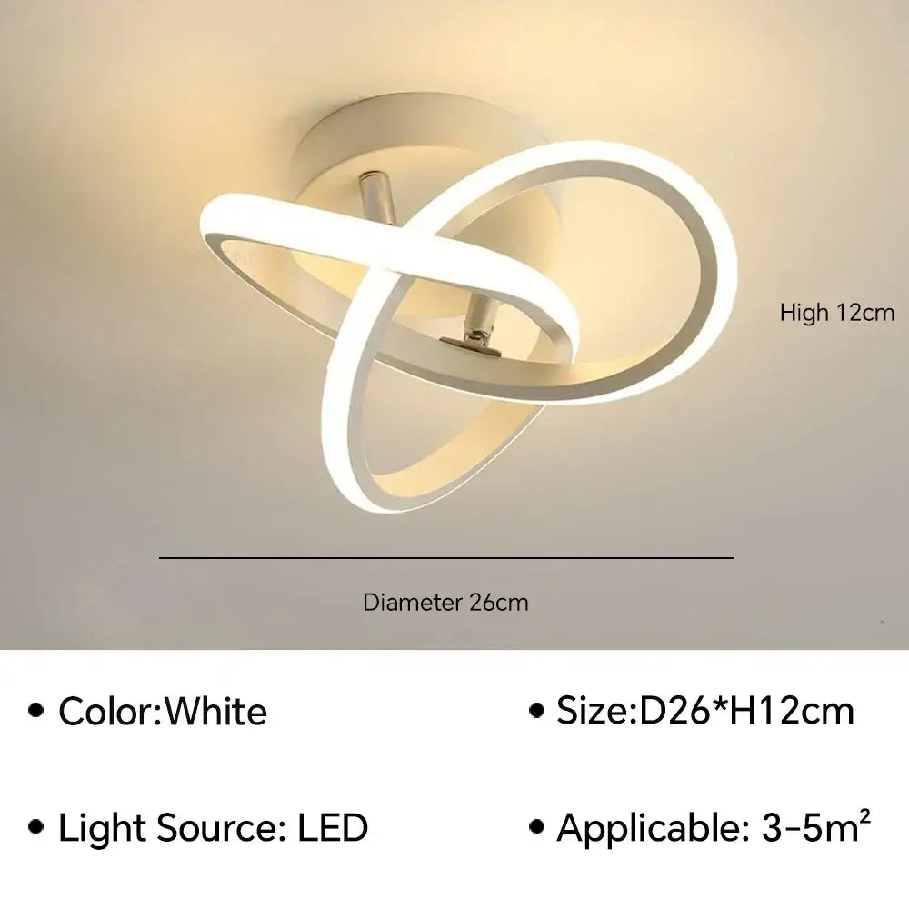 Modern black & white infinity loop led ceiling lamp for living room