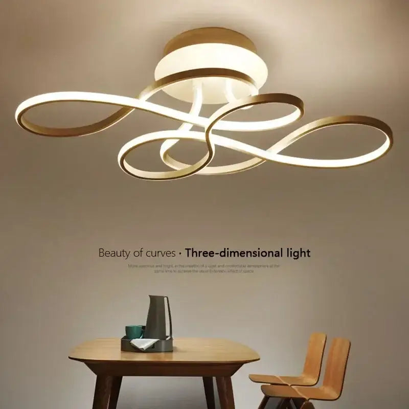 Modern black & white infinity loop led ceiling lamp for living room