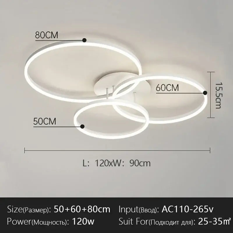 Modern black decorbites led chandelier bedroom circular ring light