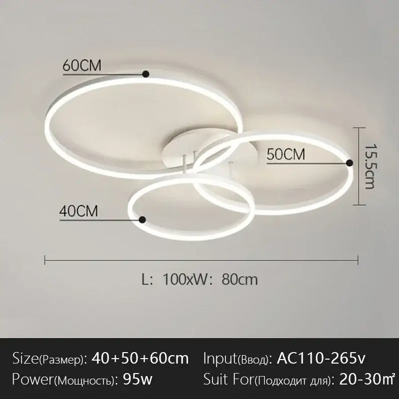 Modern black decorbites led chandelier bedroom circular ring light
