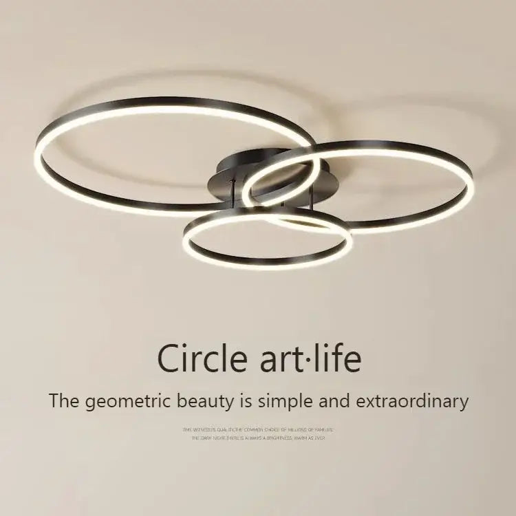 Modern black decorbites led chandelier bedroom circular ring light