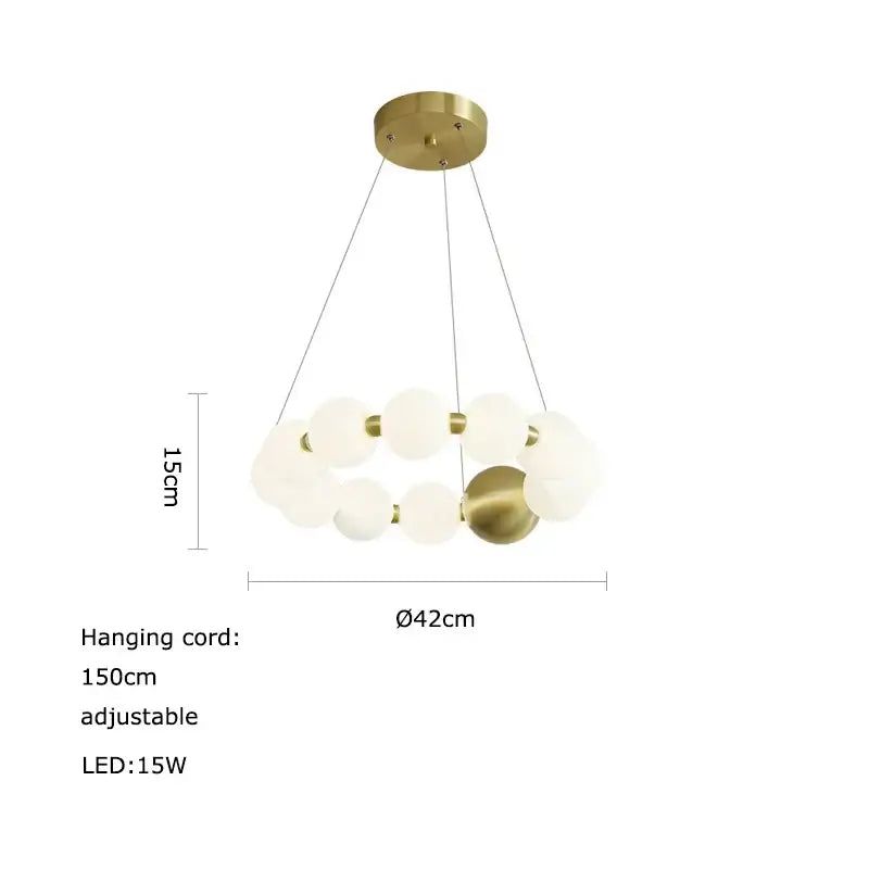 Modern gold led chandelier necklace lighting for dining room