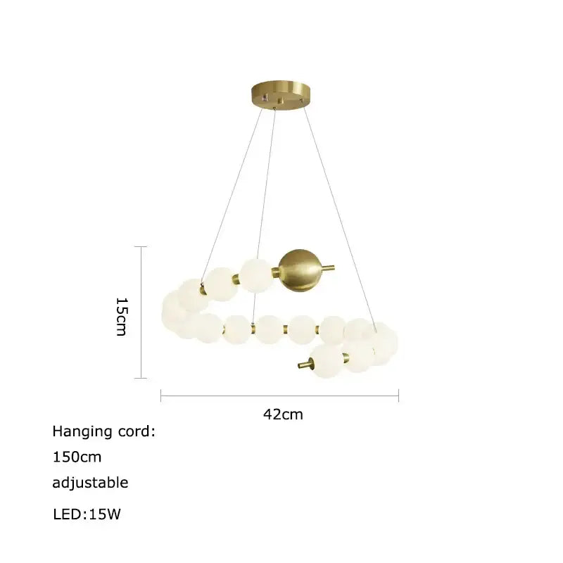 Modern gold led chandelier necklace lighting for dining room