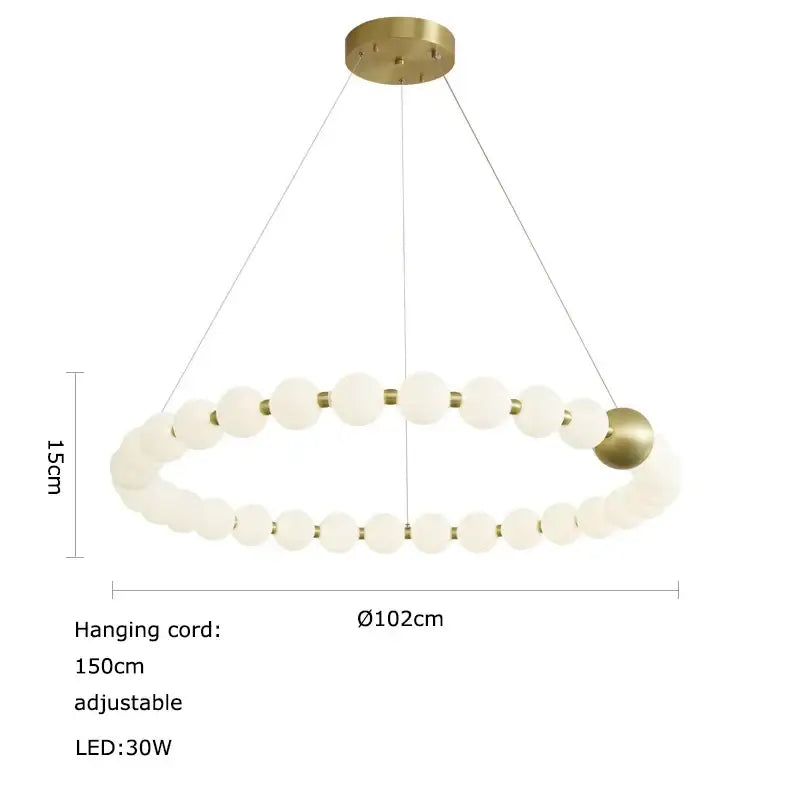 Modern gold led chandelier necklace lighting for dining room
