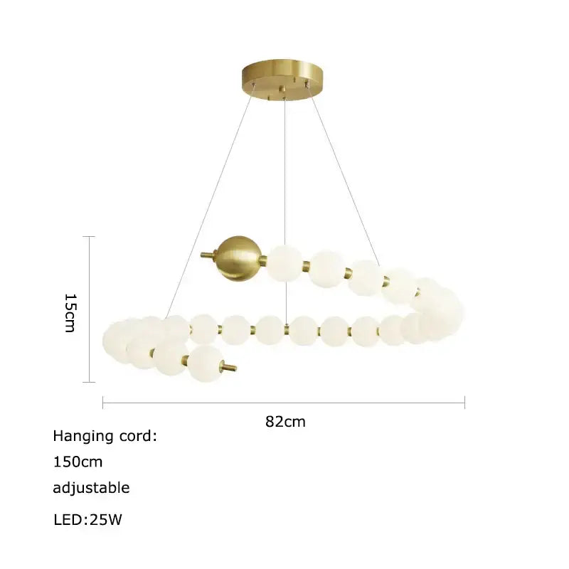 Modern gold led chandelier necklace lighting for dining room