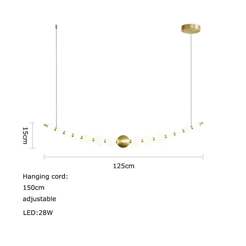 Modern gold led chandelier necklace lighting for dining room